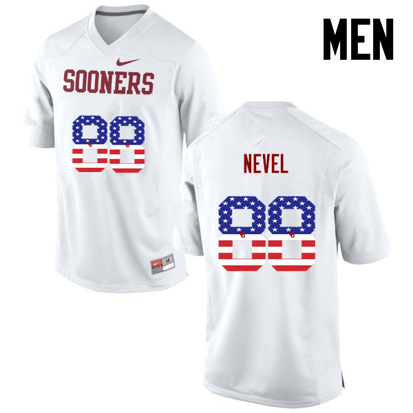 Men Oklahoma Sooners #88 Chase Nevel College Football USA Flag Fashion Jerseys-White